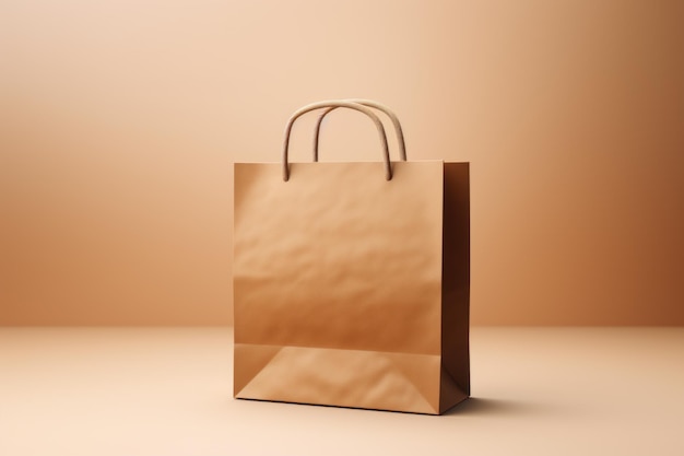 Photo mockup of kraft paper bag with handle