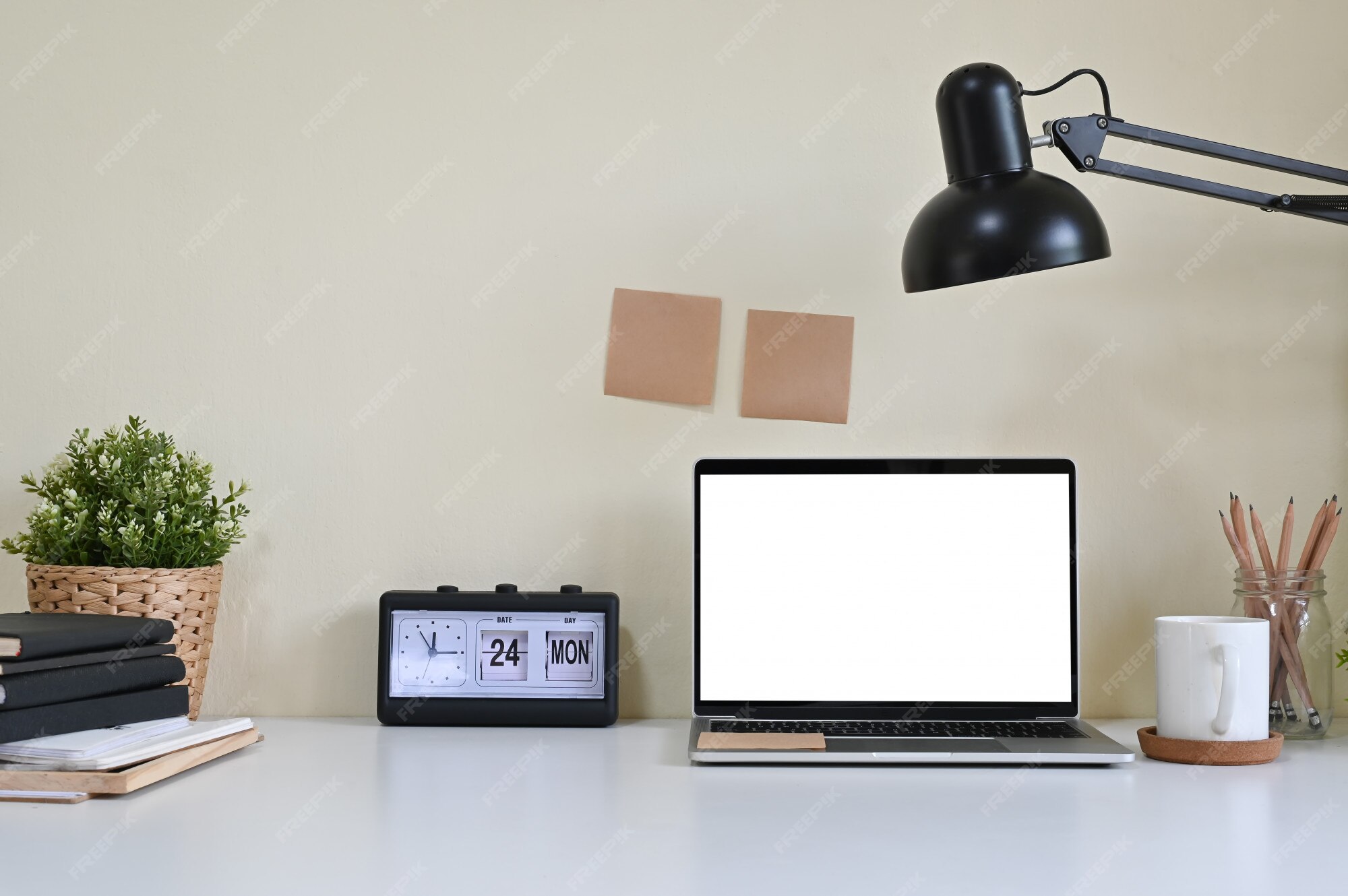 Premium Photo | Mockup laptop computer and office supplies on workspace.