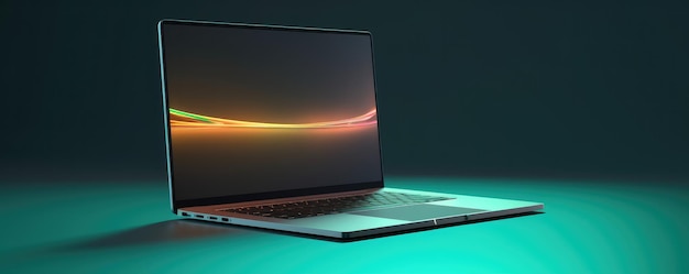 Mockup of a laptop presented in a digital art style contemporary product photography Generative Ai