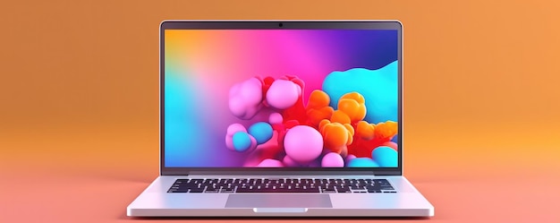 Mockup of a laptop presented in a digital art style contemporary product photography Generative Ai