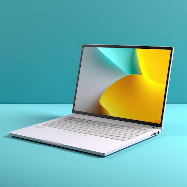 Mockup of a laptop presented in a digital art style contemporary product photography Generative Ai