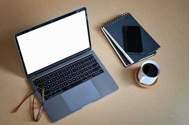 Photo mockup laptop and supplies.