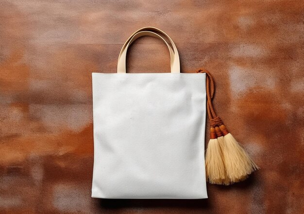 Mockup leeg sjabloon Witte crème boodschappentas voor uw ontwerp milieuvriendelijk zonder afval met kopieerruimte