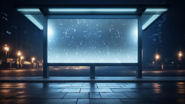 Mockup light box for a billboard near a bus stop generative ai