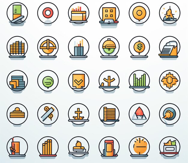 Mockup Linear Icons Set Finance And Business Related Graphical