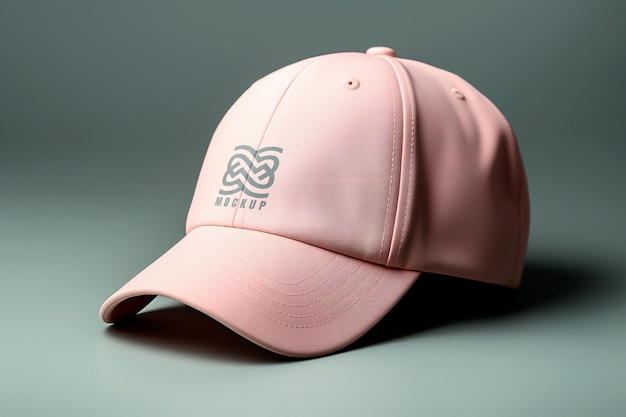 Foto mockup del logo su un berretto sportivo rosa chiaro