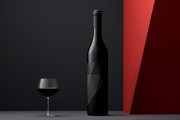 Photo mockup of luxury wine bottle on a natural style background