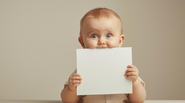 MockUp Magic Baby Boy with White Blank Ready for Your Text