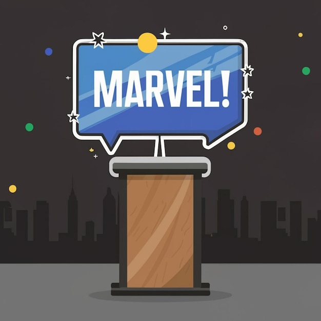 Фото Мокет marvel podium standin с черным фоном