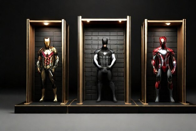 Photo mockup marvel podium standin with black background