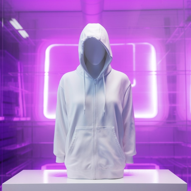 Mockup met witte hoodie met standbeeld op Taro