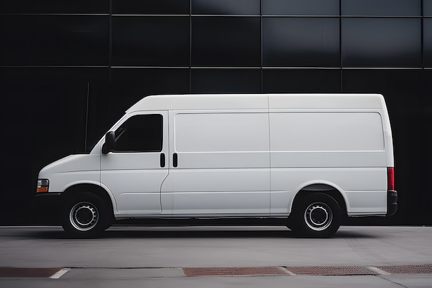 Foto mockup minibus wit op donkere achtergrond neuraal netwerk ai gegenereerd