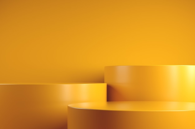 Mockup Minimal Basic Yellow Step Podium voor de abstracte achtergrond van presentatieproducten