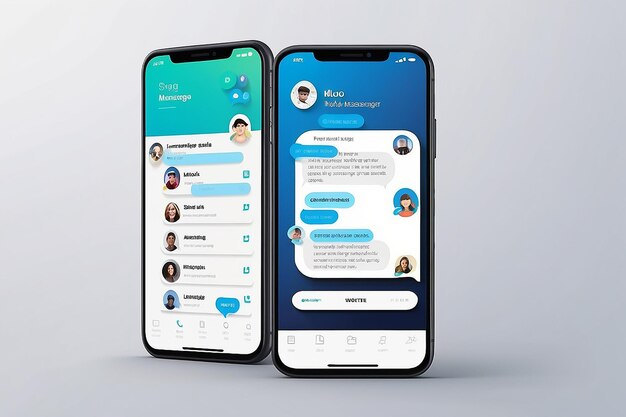Mockup of mobile messenger Chat app template Modern design illustration