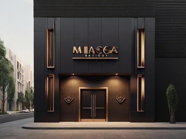 Mockup modern facade sign