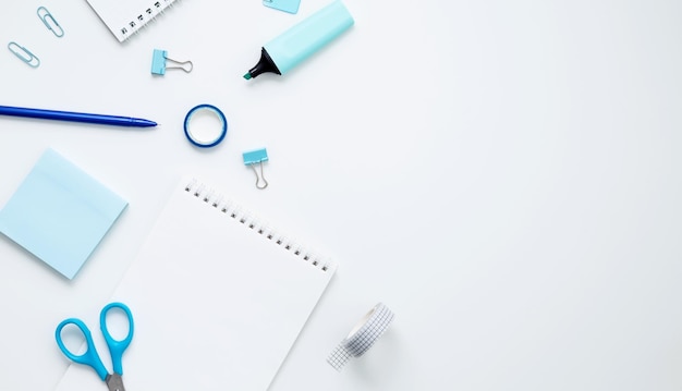 mockup notebooks and set of stationery for work and study on white background back to school