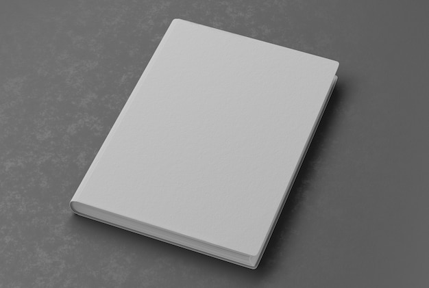 Макет блокнота на сером столе. Пустой пустой блокнот для рекламы вашего дизайна. 3D-рендеринг.
