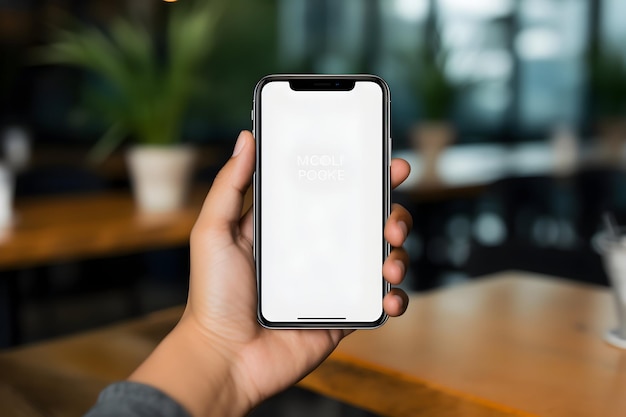 Фото Мокет руки, держащей современный смартфон с пустым экраном