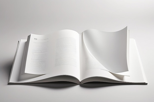 Фото Мокет открытого пустого квадратного каталога на белом фоне дизайнерской бумаги