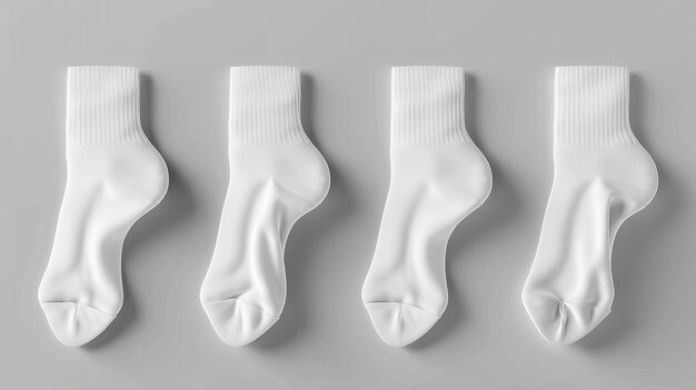Фото Мокет реалистичных носков белый пустой изолированный ножный костюм мокет для идентификации бренда или дизайна продукта современная иллюстрация пустое изображение модная одежда для ног