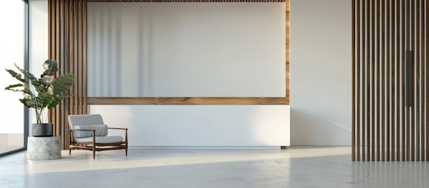 Mockup of an office room featuring a white wall