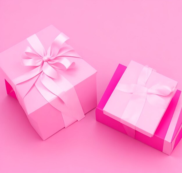 Mockup of open gift box on pink background