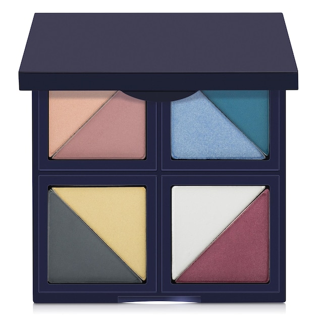 Mockup of an open set of colored eyeshadows