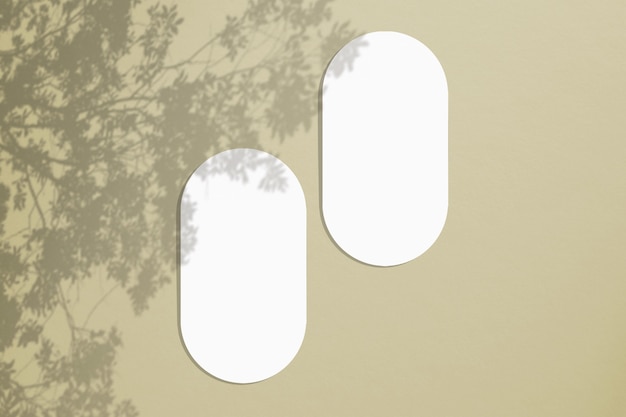Photo mockup oval blank cards in a minimalistic style