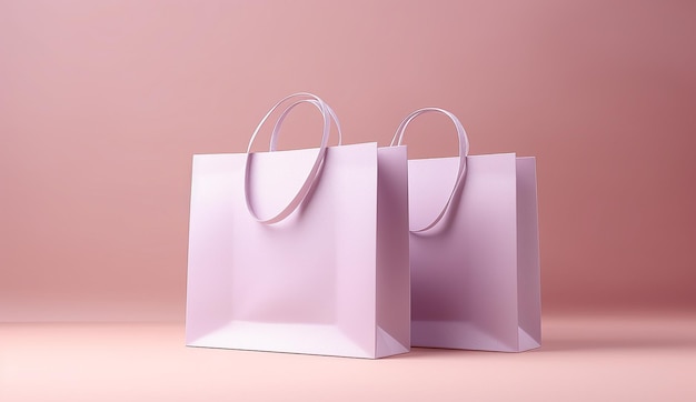 Mockup A Pair Of Shopping Bags That Have Been Placed On A Pink