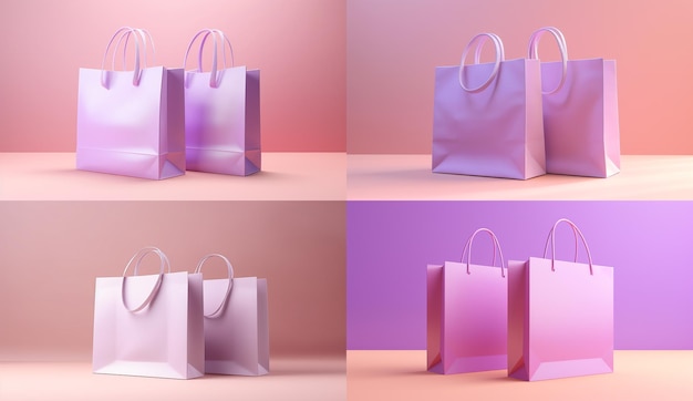 Mockup A Pair Of Shopping Bags That Have Been Placed On A Pink