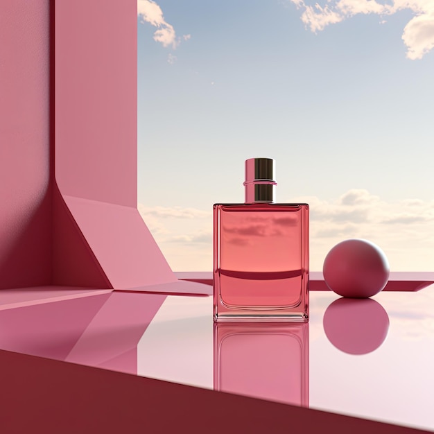 mockup of perfume bottle in a minimalist scene v 52 Job ID 6b2a3f89471c4ea0a31143b4a9d98f29