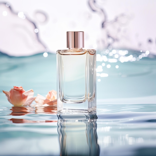 mockup of perfume bottle in a minimalist scene