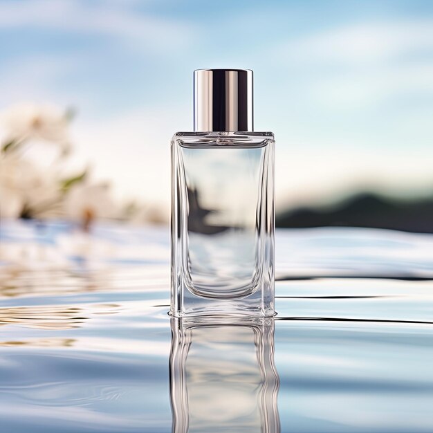 mockup of perfume bottle in a minimalist scene