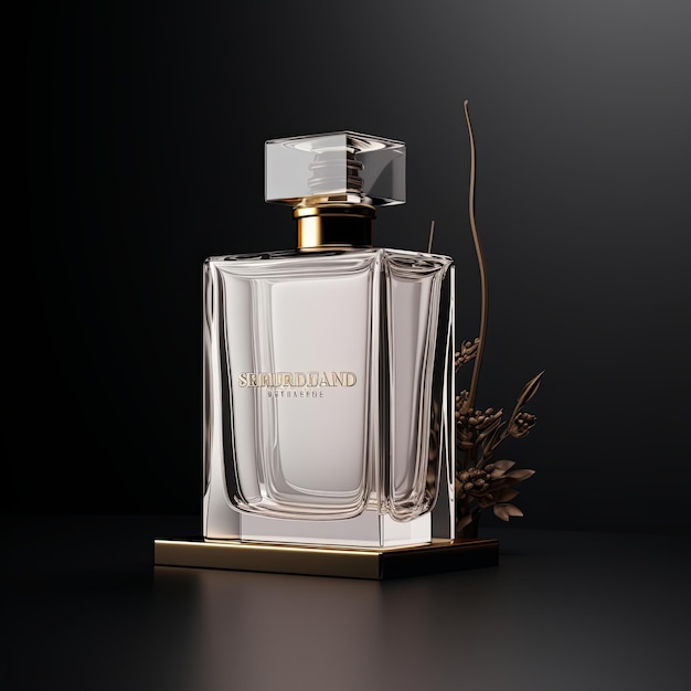 mockup of perfume bottle in a minimalist scene