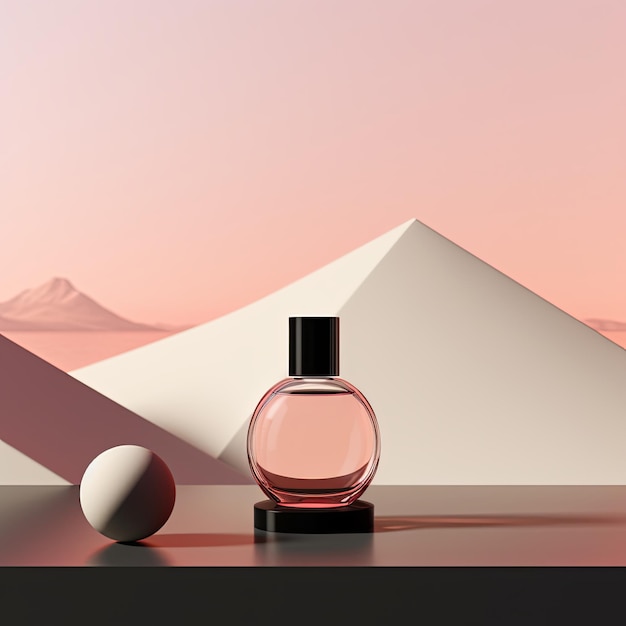 mockup of perfume bottle in a minimalist scene