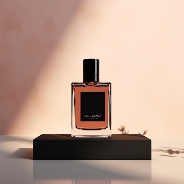 mockup of perfume bottle in a minimalist scene