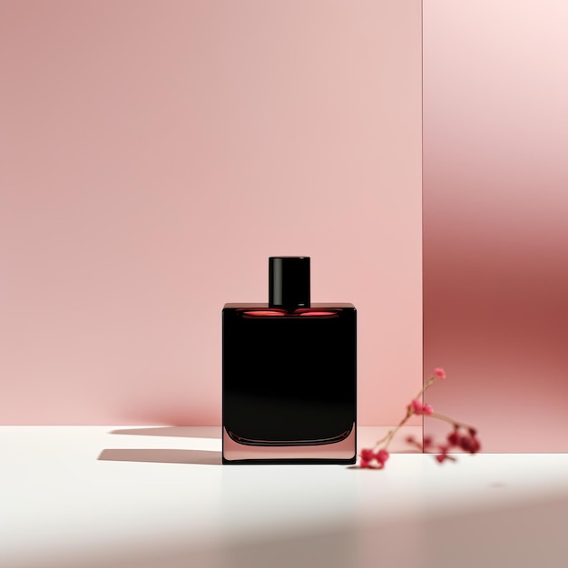 mockup of perfume bottle in a minimalist scene