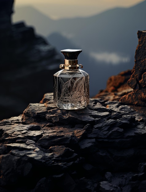 mockup of perfume bottle in a minimalist scene