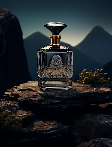 mockup of perfume bottle in a minimalist scene