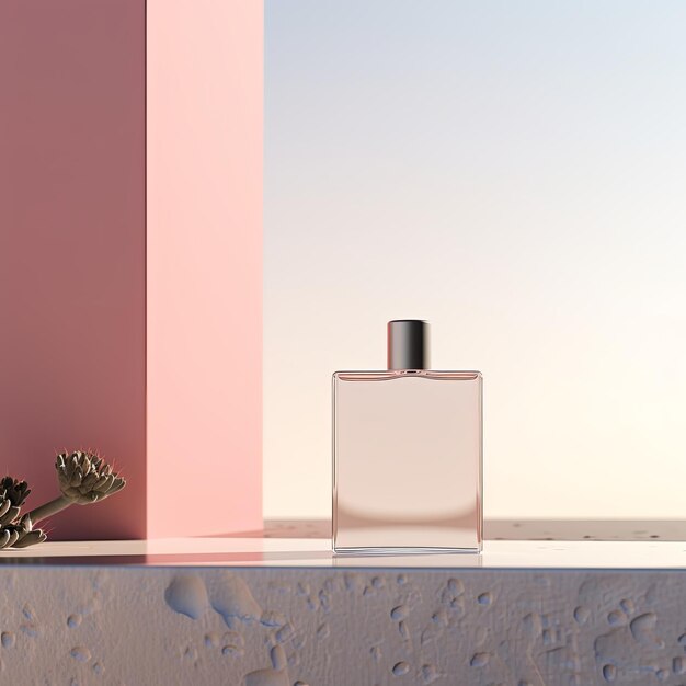 mockup of perfume bottle in a minimalist scene