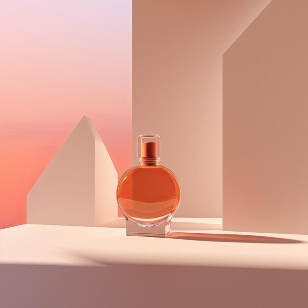 mockup of perfume bottle in a minimalist scene