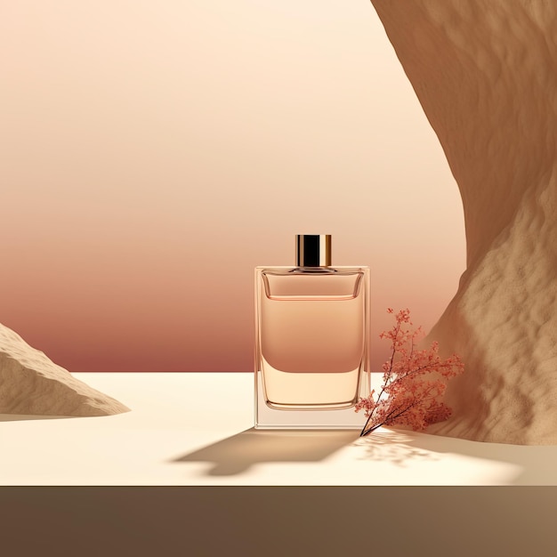 mockup of perfume bottle in a minimalist scene