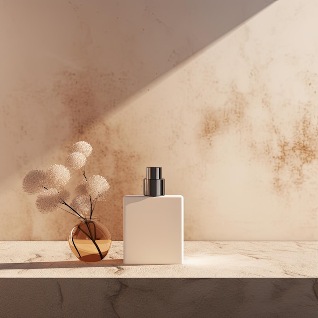mockup of perfume bottle in a minimalist scene