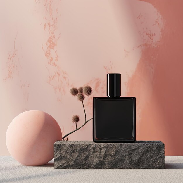 mockup of perfume bottle in a minimalist scene