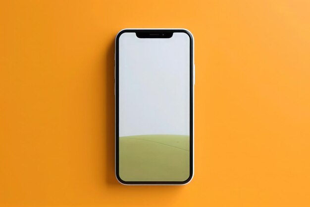 A mockup of phone on colored background