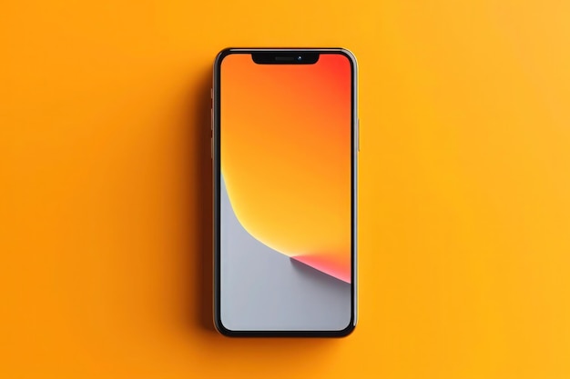 a mockup of phone on colored background