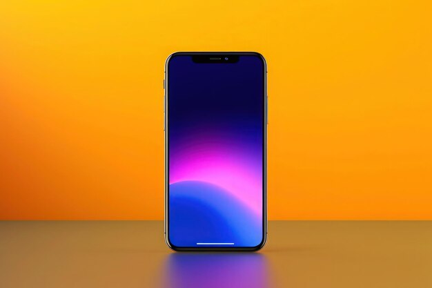 A mockup of phone on colored background