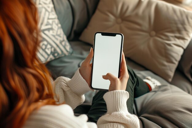 白い画面のモックアップ電話 アウトドアビジネスセットアップ