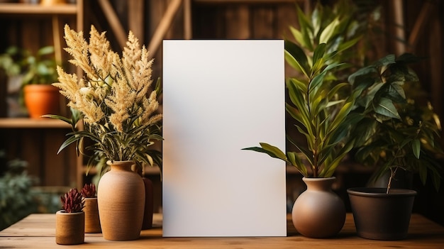 Photo mockup of a photo poster with a wooden frame against a background of a home 3d modeling