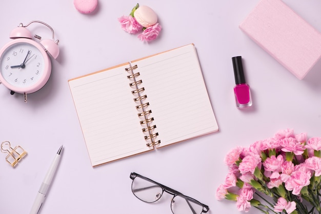 Mockup planner flat lay. Accessory on the table. View top. Events and party desktop.